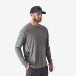 Tee-shirt De Pêche Anti-UV 500 Gris -Pêche Boutique tee shirt de peche anti uv 500 gris 1